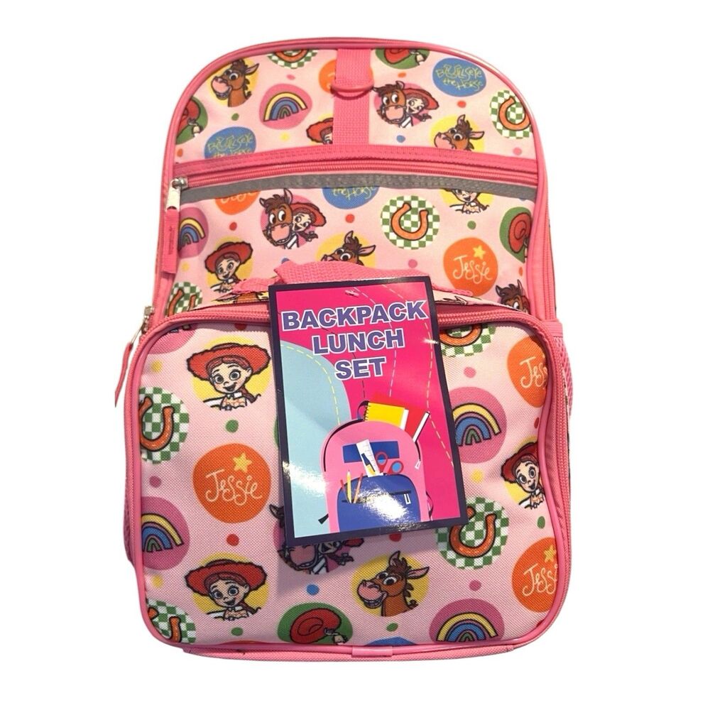 Disney Pixar Toy Story Jessie Bullseye Backpack Lunch Bag Set Pink NWT